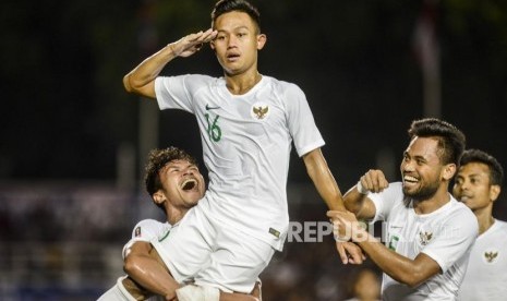 Pesepakbola Timnas Indonesia Sani Rizki Fauzi. Sani tampil sebagai starter melawan Vietnam pada final sepak bola SEA Games 2019.