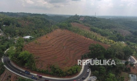 [Ilustrasi] Foto udara kawasan hutan yang gundul akibat penebangan kayu.