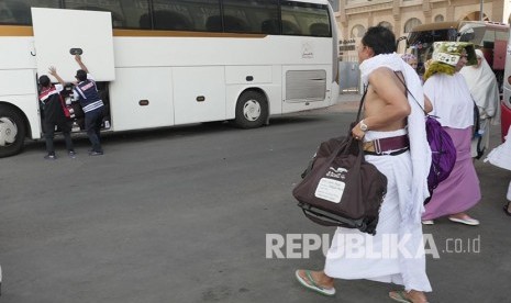 Jamaah Haji Indonesia kloter BDJ 14 asal Embarkasi Banjarmasin menuju Makkah pada musim tahun lalu.