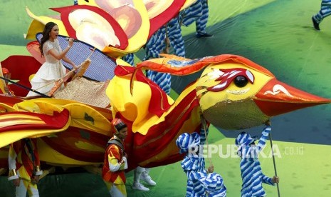   Pesta pembukaan Piala Dunia 2018 yang digelar di Stadion Luzhniki, Moskow, Kamis (14/6).