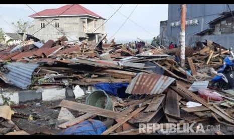 Sejumlah kerusakan akibat gempa dan tsunami di Palu, Sulawesi Tengah , Sabtu (29/9). 