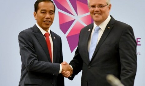 President Joko Widodo holds bilateral talks with Australian PM Scott Morrison in Suntec Convention center, Singapore, Wednesday (Nov 14).