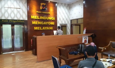 Suasana Mapolres Purwakarta, saat berlangsungnya pemeriksaan terhadap lima saksi terkait kasus PJT II Jatiluhur, Rabu (5/12).