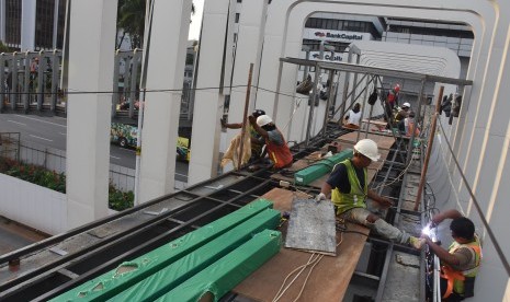 Ilustrasi revitalisasi Jembatan Penyeberangan Orang (JPO) Bundaran Senayan di Jakarta.