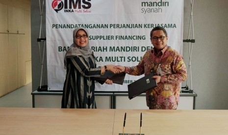 PT Bank Syariah Mandiri (Mandiri Syariah) menggandeng PT Inka Multi Solusi dalam hal fasilitas pembiayaan supplier financing. Penandatanganan Perjanjian Kerjasama tentang penyaluran Fasilitas BSM-iB Supplier Financing (iB SF) kepada Supplier ditandatangani di Jakarta, Rabu (26/12).