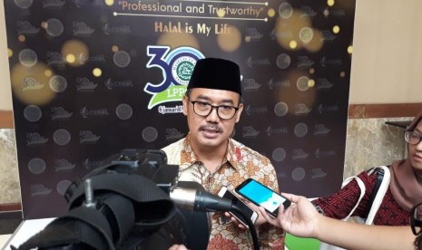 Direktur LPPOM MUI, Dr. Ir. Lukmanul Hakim saat ulang tahun LPPOM MUI ke-30 di Balai Kartini Jakarta, Rabu (16/1).