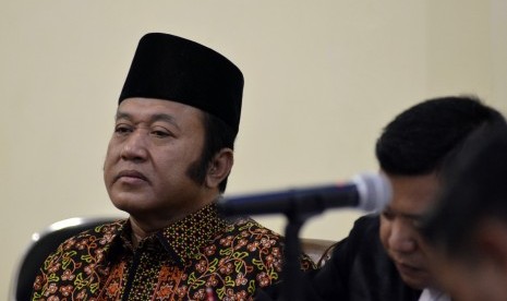 Bupati Nonaktif Lampung Selatan Zainudin Hasan saat menjalani sidang di Pengadilan Tipikor Bandar Lampung, Lampung, Senin (21/1/2019).