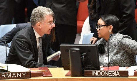 Indonesian Foreign Minister Retno Marsudi attends the United Nation Security Council (UNSC) Open Debate on the situation in the Middle East on Tuesday local time.