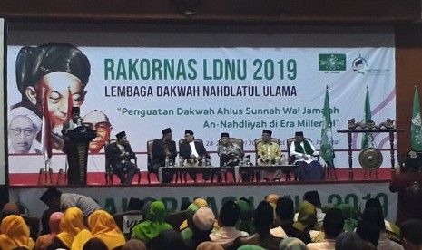 Sekitar 1.500 kader NU menghadiri Rapat Koordinasi Nasional  (Rakornas) LDNU 2019 di Auditorium Bina Karna, Hotel Bidakara, Jakarta  Selatan, Senin (28/1).