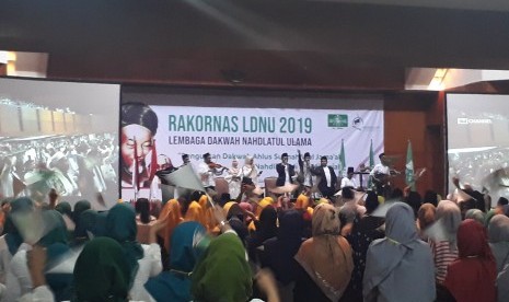 Sekitar 1.500 kader NU menghadiri Rapat Koordinasi Nasional  (Rakornas) LDNU 2019 di Auditorium Bina Karna, Hotel Bidakara, Jakarta  Selatan, Senin (28/1). 