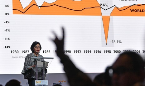 Menteri Keuangan Sri Mulyani di Mandiri Investment Forum.