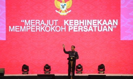 Presiden Joko Widodo menghadiri Perayaan Imlek Nasional 2019 di JI Expo Kemayoran, Jakarta, Kamis (7/2). Perayaan Imlek Nasional 2019 mengangkat tema Merajut Kebhinekaan Memperkokoh Persatuan. 