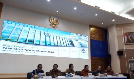 PT Taspen menggelar Public Expose untuk memaparkan kinerja sepanjang 2018 di Kantor Pusat Taspen, Jakarta, Kamis, (14/2).