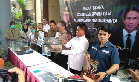 Subdit IV Tindak Pidana Tertentu (Tipidter) Direktorat Kriminal Khusus Polda Jatim bongkar sindikat perdagangan satwa yang dilindungi sepeerti Komodo, Trenggiling, Lutung, Kucing Hutan, dan beberapa satwa lainnya. 