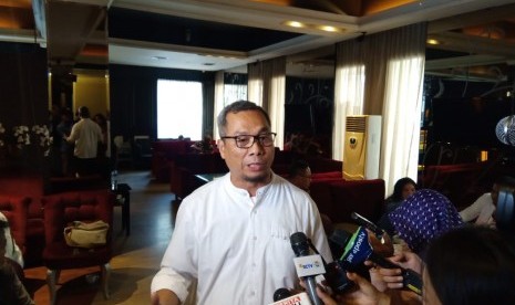 Direktur Komunikasi Politik Tim Kampanye Nasional (TKN) Joko Widodo-Ma'ruf Amin, Usman Kansong usai menghadiri sebuah diskusi di d'consulate, Menteng, Jakarta Pusat, Sabtu (6/4).