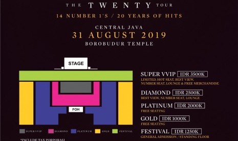 Tiket Konser Westlife The Twenty Tour Live in Borobudur pada 31 Agustus 2019 mendatang akan resmi dibuka pada Senin (22/4). 