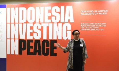 Menteri Luar Negeri Republik Indonesia (Menlu RI) Retno Lp Marsudi membuka pameran foto dalam rangka presidensi Indonesia di Dewan Keamanan PBB, New York Senin (6/5) 