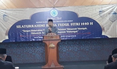 Gubernur Jabar Ridwan Kamil, Hadiri Silaturahmi Idul Fitri 1440 Hijriah Majelis Ulama Indonesia (MUI) Jabar, di Hotel Lingga Jln Soekarno Hatta Kota Bandung, Senin (17/6)