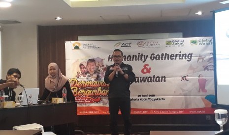 Kepala Cabang Global Qurban-ACT DIY, Bagus Suryanto, saat Humanity  Gathering dan Syawalan ACT DIY di Hotel Satoria, Sabtu (29/6). 