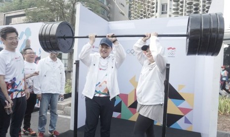 Ketua KOI Erick Thohir dalam acara olympic day Run 2019 yang berlangsung Ahad (28/7). Erick meminta masyarakat mendukung atlet nasional yang akan tampil di olimoic 2020.