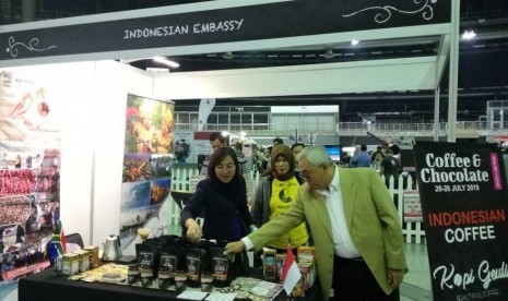 Kopi Sumedang dalam brand Kopi Geulis, saat memeriahkan pameran coklat dan kopi dunia di Afrika Selatan, belum lama ini