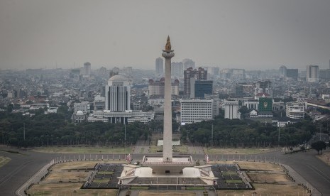 Pemandangan Monumen Nasional (Monas) yang berada di jantung kota Jakarta. 