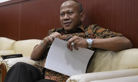 Calon anggota Badan Pemeriksa Keuangan (BPK) Pius Lustrilanang bersiap mengikuti uji kelayakan dan kepatutan oleh Komisi XI DPR di Kompleks Parlemen Senayan, Jakarta, Senin (2/9/2019).