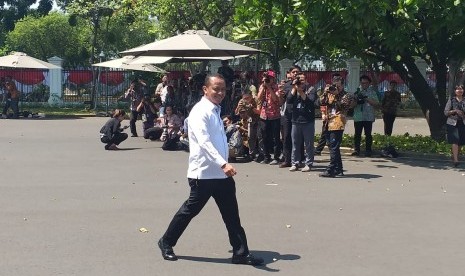 Mantan Ketum HIPMI Bahlil Lahadalia tiba di Istana Negara, Selasa (22/10). 