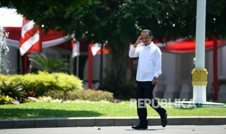 Mantan Ketua HIPMI Bahlil Lahadilia tiba di Kompleks Istana Kepresidenan di Jakarta, Selasa (22/10/2019). 