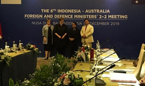 Pertemuan Ke-6 antara Menteri Luar Negeri (Menlu) RI Retno Marsudi, Menlu Australia Marise Payne dan Menteri Pertahanan (Menhan) RI Prabowo Subianto dan Menhan Australia Linda Reynolds dalam 2+2 Meeting, BNDCC, Bali, Jumat (6/12).