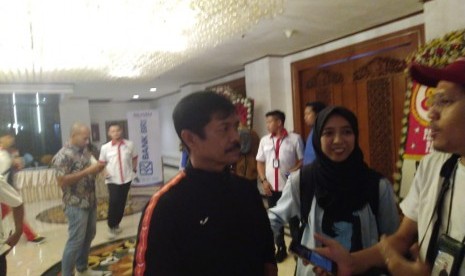 Pelatih tim nasional sepak bola Indonesia U-22, Indra Sjafri, di Hotel Grand Sahid Jaya, Jakarta, Kamis (12/12) malam WIB. 