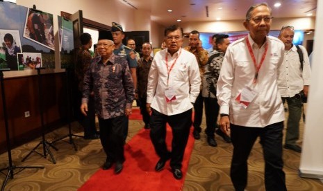 Wakil Presiden Ma'ruf Amin saat menghadiri acara Musyawarah Nasional XXI Palang Merah Indonesia Tahun 2019 di Hotel Millenium, Jakarta, Senin (16/12).