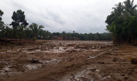 Area terdampak banjir bandang di Kampung Susukan Desa Bungurmekar, Lebak, Banten. Semula ini adalah persawahan.