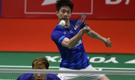 Pebulu tangkis ganda putra Indonesia Kevin Sanjaya Sukamuljo (kanan) akan berpasangan dengan Mohammad Ahsan dalam pertandingan Piala Thomas menghadapi Korea Selatan.