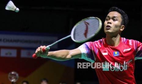 Pebulu tangkis tunggal putra Indonesia Anthony Sinisuka Ginting.