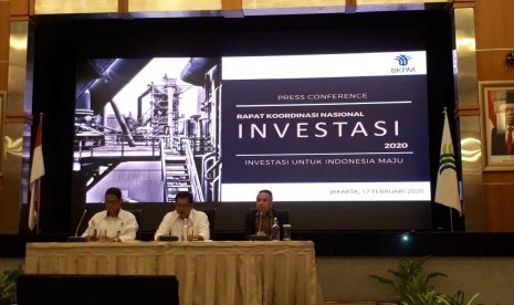 Badan Koordinasi Penanaman Modal (BKPM) gelar konferensi pers mengenai Rakornas Investasi di Jakarta, Senin, (17/2).