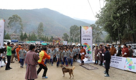 2018 Asian Games OCA Fun Run yang berlangsung di Bhutan, Sabtu (7/4/2018) diikuti ratusan peserta dan dihadiri perwakilan dari Dewan Olimpiade Asia (OCA), Panitia Pelaksana Asian Games 2018 (INASGOC), dan HRH Prince Dasho Jigyel Ugyen Wangchuk, President Bhutan Olympic Committee (BOC)