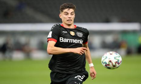  Kai Havertz dari Bayer 04 Leverkusen beraksi selama pertandingan final Piala DFB antara Bayer 04 Leverkusen melawan FC Bayern Munich di Olympiastadion di Berlin, Jerman, 04 Juli 2020. 