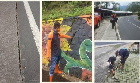 Bencana retakan tanah di Jalan Brigjen Moh. Manan (Payung 1), Kelurahan Songgokerto, Kecamatan Batu, Kota Batu. 