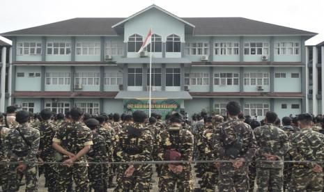 Digelar di Masa Pandemi, Pembahasan Materi Muktamar NU Dipersingkat. Foto: 1.500 anggota Banser Nahdlatul Ulama (NU) siap amankan pelaksanaan Muktamar ke-34 NU di Lampung, 22-24 Desember 2021.