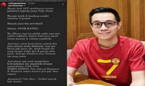 Unggahan di akun instagram @ardesgoenawan menjadi viral, karena mendoakan Timnas Indonesia kalah.