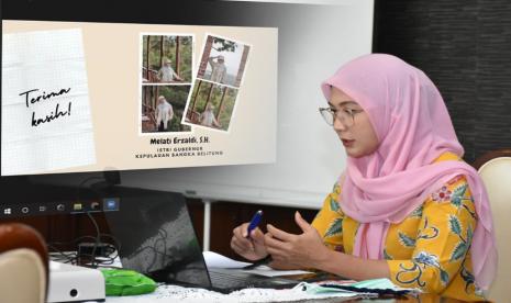 Ketua TP PKK Provinsi Bangka Belitung (Babel), Melati Erzaldi, menjadi salah satu pembicara di webinar yang diselenggarakan Unisba bertema Media dan Perempuan. 