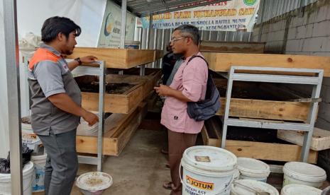 Larva Go, Rumah Budidaya Maggot milik Bank Sampah Melingkar Desa Berdaya Kebandingan mendapat kunjungan dari Paguyuban Pasar Margasari dan Dinas Lingkungan Hidup Kabupaten Tegal, beberapa waktu lalu.