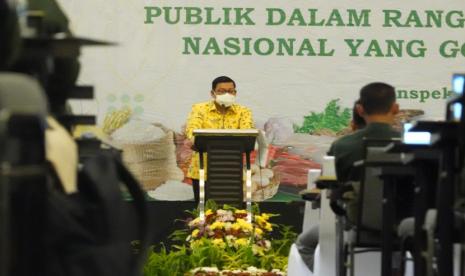 Kepala Badan Pangan Nasional/National Food Agency (NFA) Arief Prasetyo Adi dalam acara Bimbingan Teknis “Penguatan SPIP dan Penyelenggaraan Pelayanan Publik dalam rangka mewujudkan Badan Pangan Nasional yang Good Governance, Senin, (28/11/2022), di Bogor. Turut hadir Anggota Ombudsman, serta perwakilan dari Badan Pengawasan Keuangan dan Pembangunan (BPKP) dan Kementerian Keuangan.