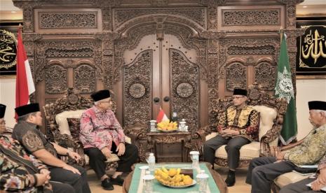 Ketua Umum Pimpinan Pusat Muhammadiyah Prof Haedar Nashir menerima jajaran pimpinan Lembaga Dakwah Islam Indonesia di Jakarta, Kamis (12/1/2022). Prof Haedar mengajak umat Muslim dan segenap elemen bangsa perkuat ukhuwah 