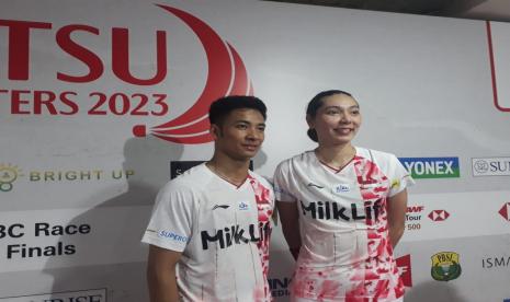 Ganda campuran Indonesia Dejan Ferdiansyah/Gloria Emmanuel Widjaja di Indonesia Masters 2023.