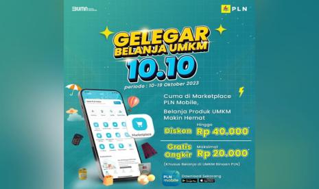 Jangan lewatkan Gelegar Belanja UMKM 10.10 memperongati Hari Belanja Online Nasional (Harbolnas), periode pertama akan berlangsung pada tanggal 10 Oktober 2023 hingga 19 Oktober 2023. Dapatkan diskon spesial hingga gratis ongkir dengan belanja produk UMKM binaan PLN melalui fitur marketplace di PLN Mobile.