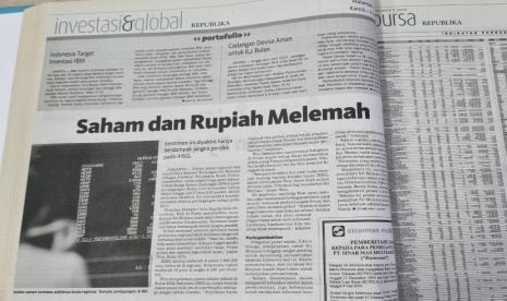 Tampilan halaman dalam koran Republika pada Kamis, 6 Mei 2010 yang menampilkan kabar dampak mundurnya Sri Mulyani dari kabinet.