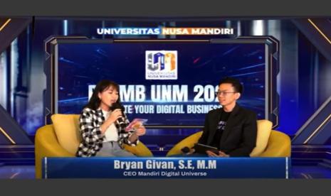 Kampus Digital Bisnis Universitas Nusa Mandiri (UNM) sukses menyelenggarakan Seminar Inspirasi atau Serasi dengan tujuan untuk memberikan motivasi dan inspirasi kepada generasi mandiri agar memiliki semangat yang tinggi dalam menempuh pendidikan, Sabtu (9/3/2024) secara daring melalui aplikasi zoom meeting.