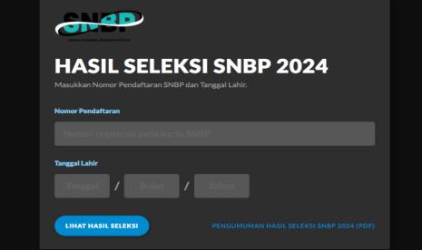 Tampilan laman resmi pengumuman SNBP Tahun 2024. Dinas Pendidikan Aceh menyebut sebanyak 68 sekolah di provinsi paling barat Indonesia itu belum menyelesaikan finalisasi PDSS.